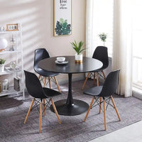 Ensemble table à manger ronde pour 4 personnes, table à manger moderne 5 pièces avec 4 chaises