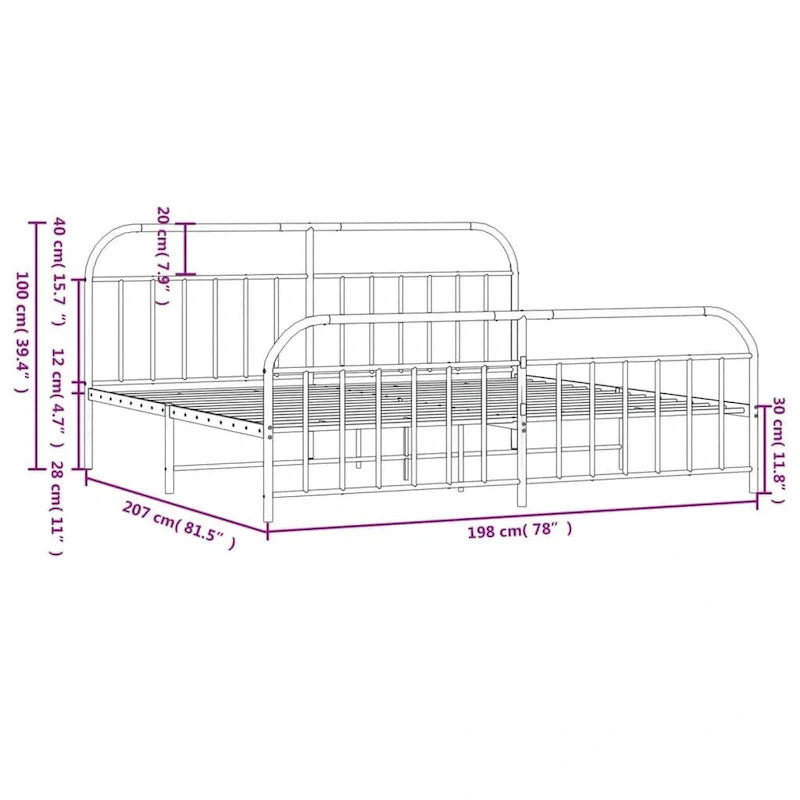 vidaXL Cadre de lit métallique 12 pouces sans matelas