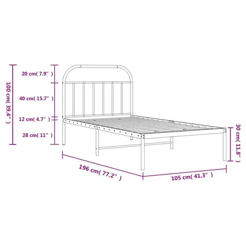 vidaXL Cadre de lit métallique 12 pouces sans matelas