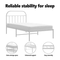 vidaXL Cadre de lit métallique 12 pouces sans matelas