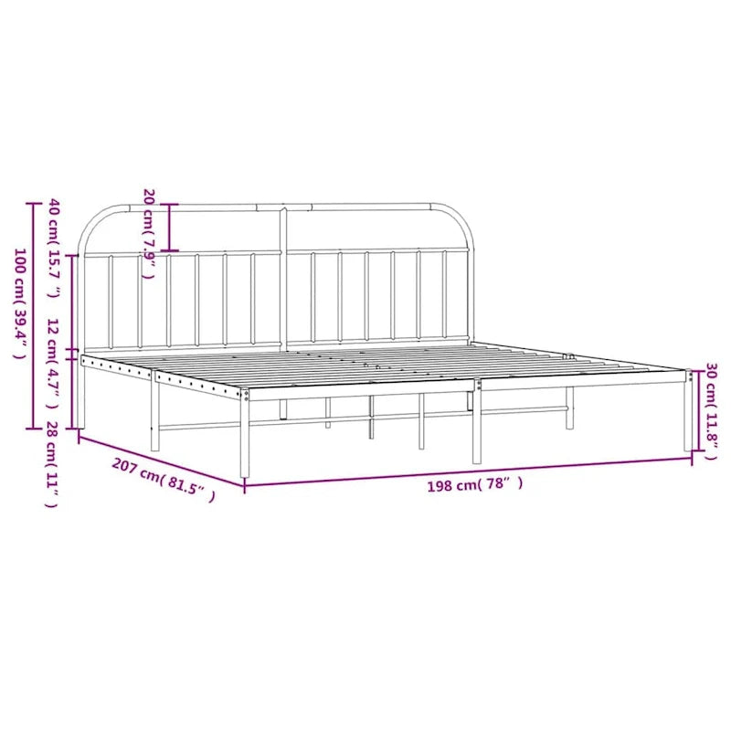 vidaXL Cadre de lit métallique 12 pouces sans matelas