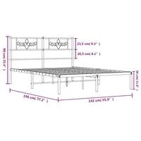 vidaXL Cadre de lit en métal blanc pleine grandeur de 12 pouces sans matelas - 77,2 x 55,9 x 35,4