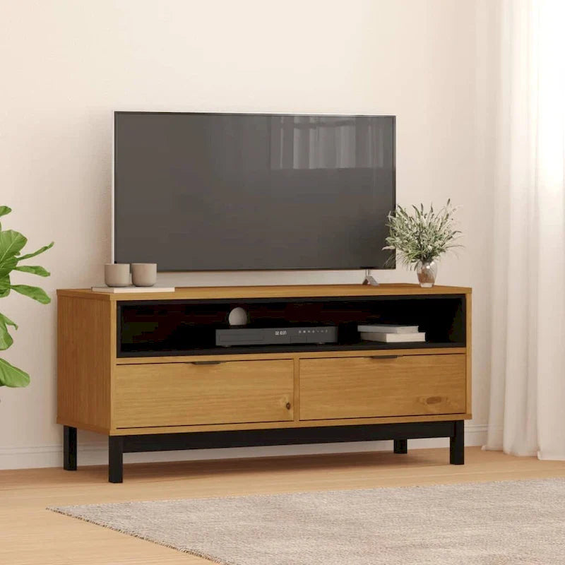 vidaXL Meuble TV FLAM 110x40x50 cm Pin massif - 110 x 40 x 50