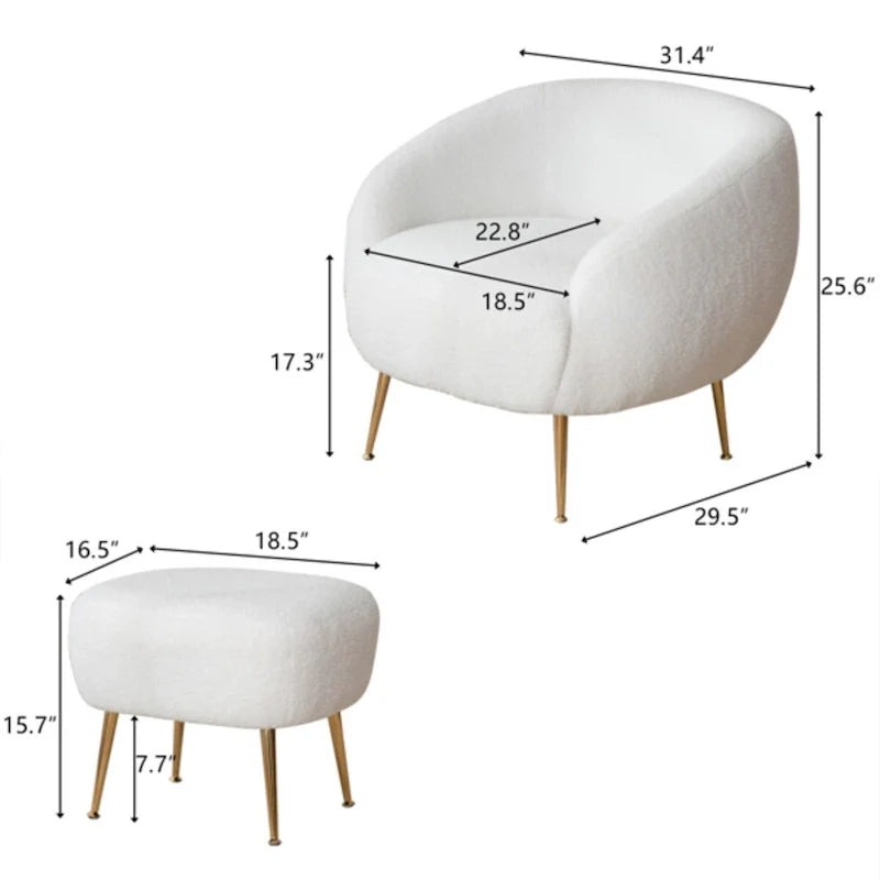 Fauteuil barillet moderne avec ottoman, confortable et élégant, idéal pour les petits espaces - 31,4 (L) x 29,5 (l) x 25,6 (H)