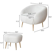Fauteuil barillet moderne avec ottoman, confortable et élégant, idéal pour les petits espaces - 31,4 (L) x 29,5 (l) x 25,6 (H)