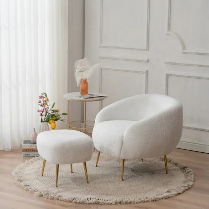 Fauteuil barillet moderne avec ottoman, confortable et élégant, idéal pour les petits espaces - 31,4 (L) x 29,5 (l) x 25,6 (H)