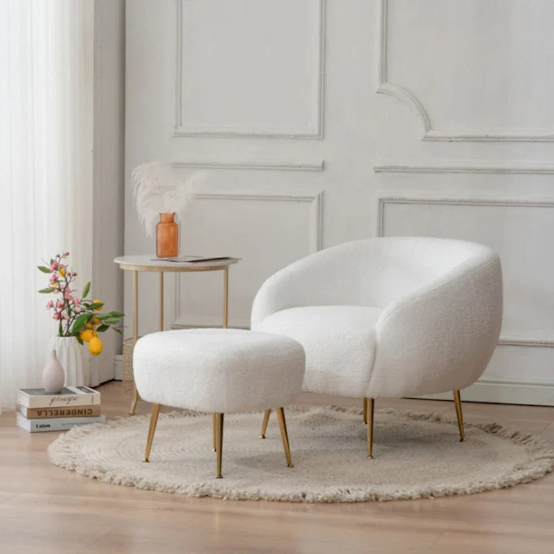 Fauteuil barillet moderne avec ottoman, confortable et élégant, idéal pour les petits espaces - 31,4 (L) x 29,5 (l) x 25,6 (H)