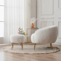 Fauteuil barillet moderne avec ottoman, confortable et élégant, idéal pour les petits espaces - 31,4 (L) x 29,5 (l) x 25,6 (H)