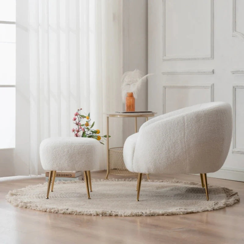 Fauteuil barillet moderne avec ottoman, confortable et élégant, idéal pour les petits espaces - 31,4 (L) x 29,5 (l) x 25,6 (H)