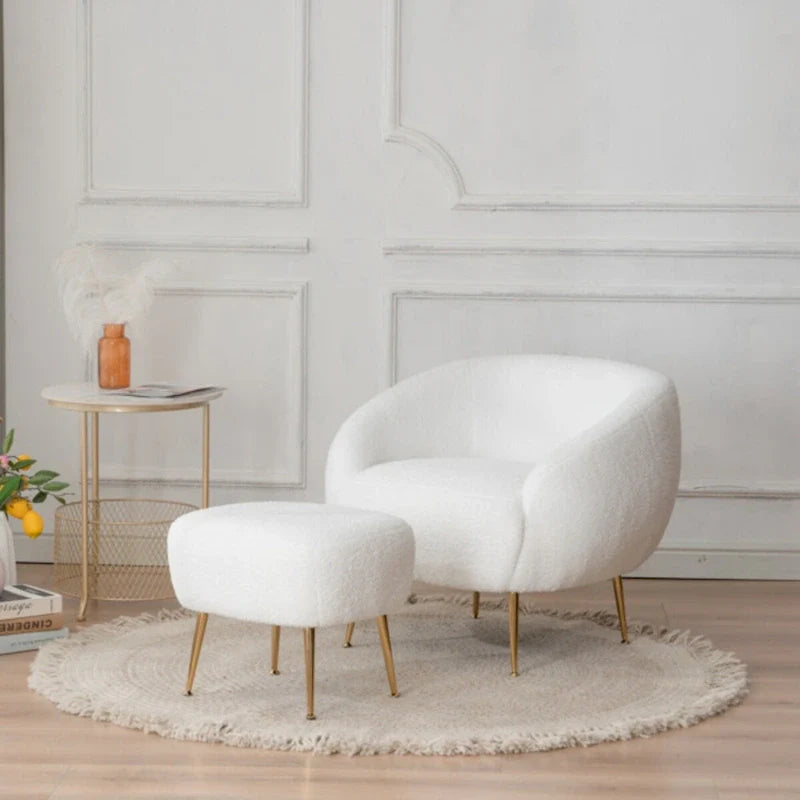 Fauteuil barillet moderne avec ottoman, confortable et élégant, idéal pour les petits espaces - 31,4 (L) x 29,5 (l) x 25,6 (H)