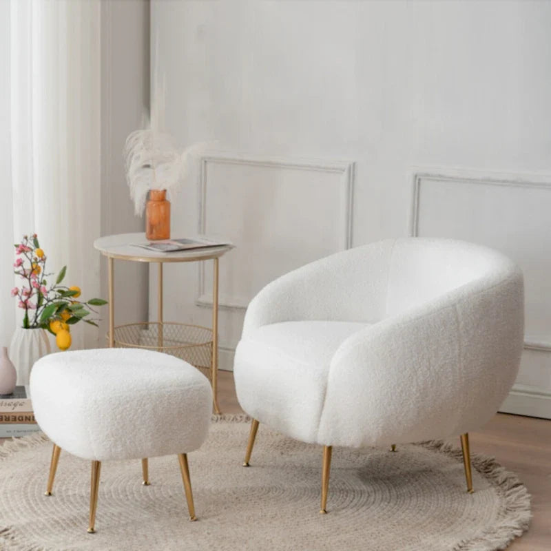 Fauteuil barillet moderne avec ottoman, confortable et élégant, idéal pour les petits espaces - 31,4 (L) x 29,5 (l) x 25,6 (H)