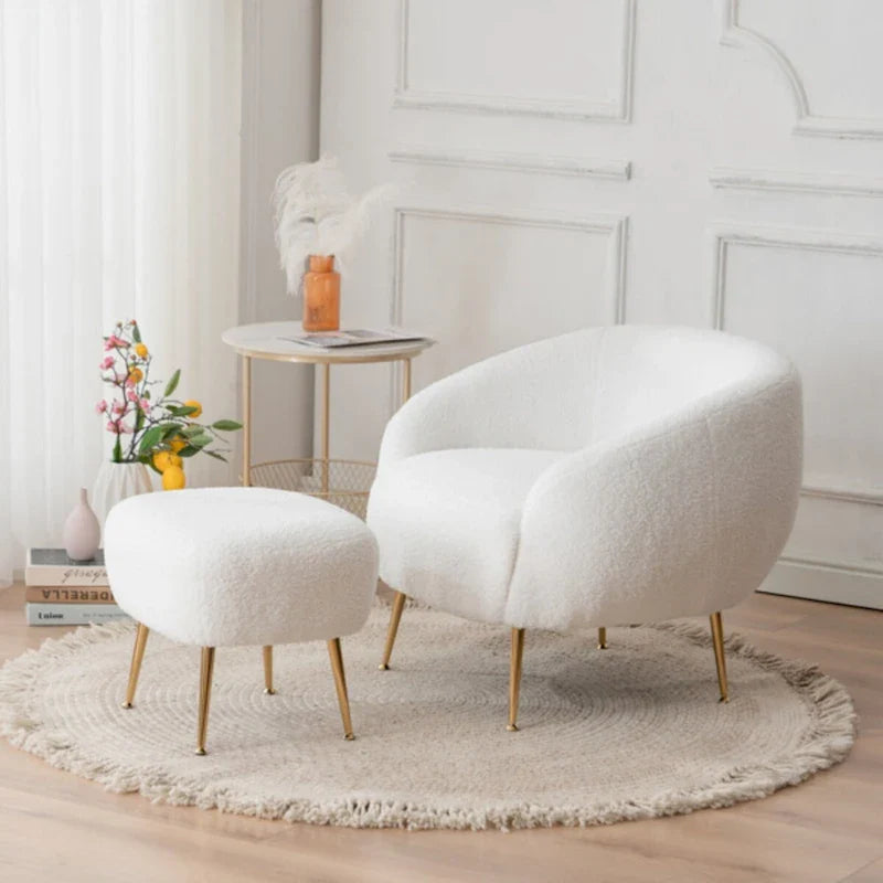 Fauteuil barillet moderne avec ottoman, confortable et élégant, idéal pour les petits espaces - 31,4 (L) x 29,5 (l) x 25,6 (H)