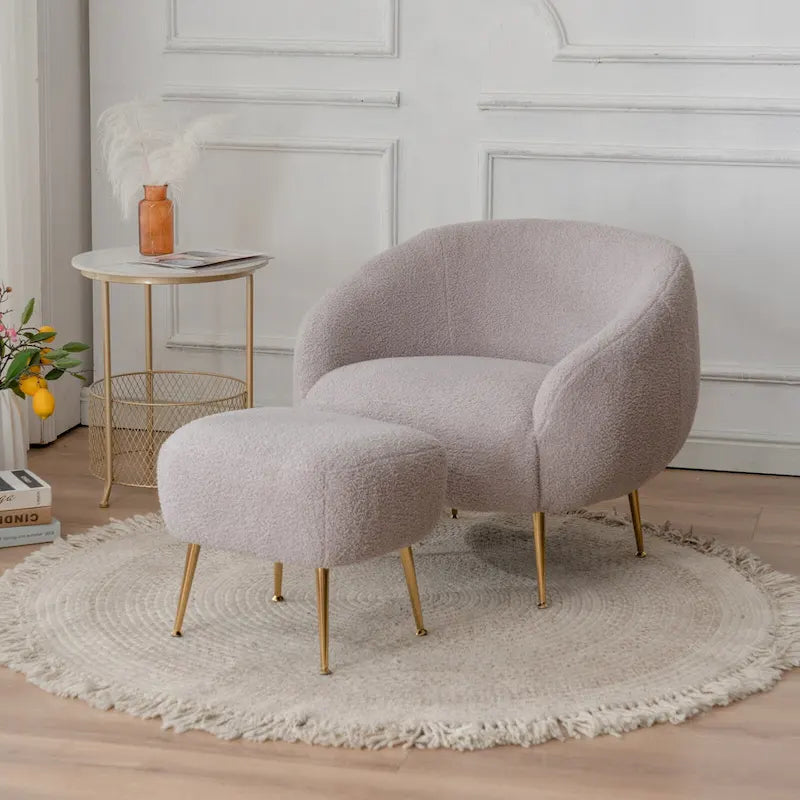 Fauteuil barillet moderne avec ottoman, confortable et élégant, idéal pour les petits espaces - 31,4 (L) x 29,5 (l) x 25,6 (H)