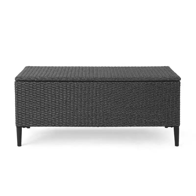 GDFStudio Sandy Unité de rangement d'extérieur en résine tressée, Gris/Noir