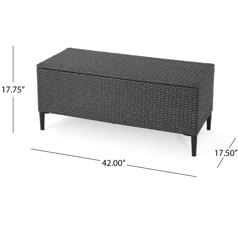 GDFStudio Sandy Unité de rangement d'extérieur en résine tressée, Gris/Noir