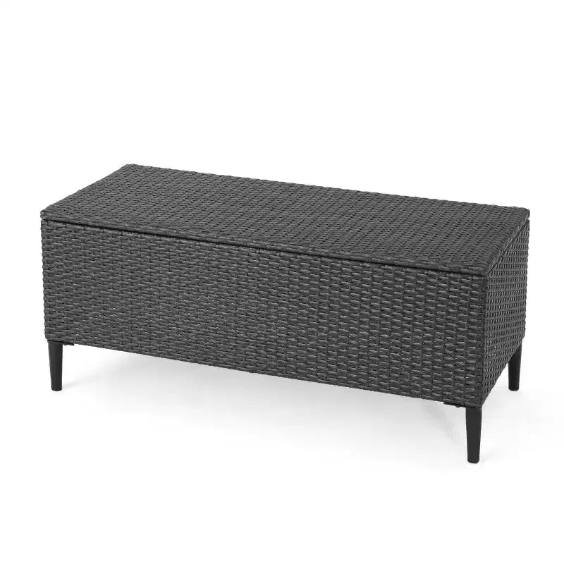 GDFStudio Sandy Unité de rangement d'extérieur en résine tressée, Gris/Noir