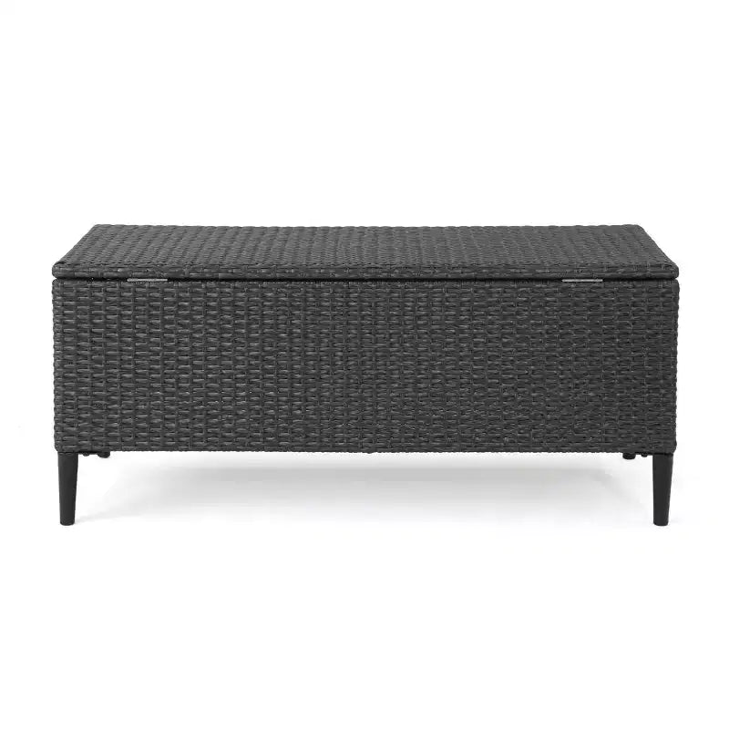 Meuble de rangement d'extérieur en osier GDFStudio Sandy, gris/noir