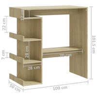 Table de bar vidaXL avec étagère de rangement 39.4x19.7x40, bois d'ingénierie - 39.4 x 19.7 x 40