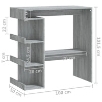 Table de bar vidaXL avec étagère de rangement 39.4x19.7x40, bois d'ingénierie - 39.4 x 19.7 x 40