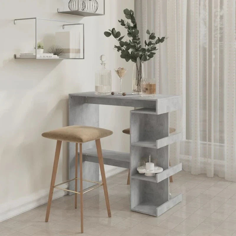 Table de bar vidaXL avec étagère de rangement 39.4x19.7x40, bois d'ingénierie - 39.4 x 19.7 x 40