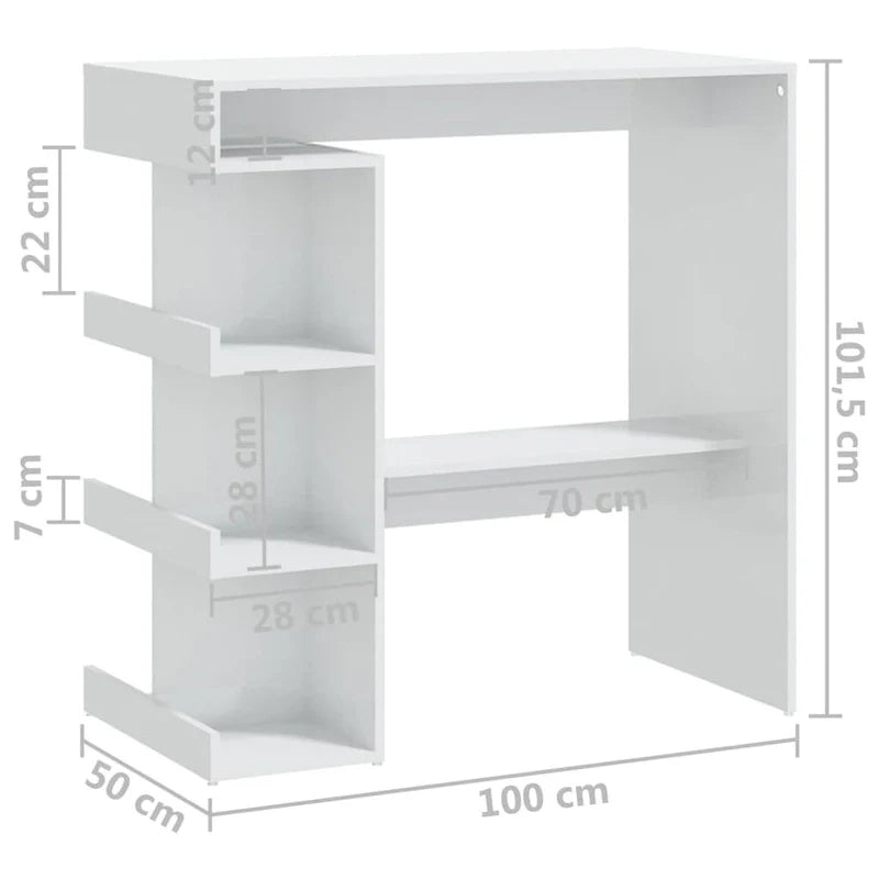 Table de bar vidaXL avec étagère de rangement 39.4x19.7x40, bois d'ingénierie - 39.4 x 19.7 x 40