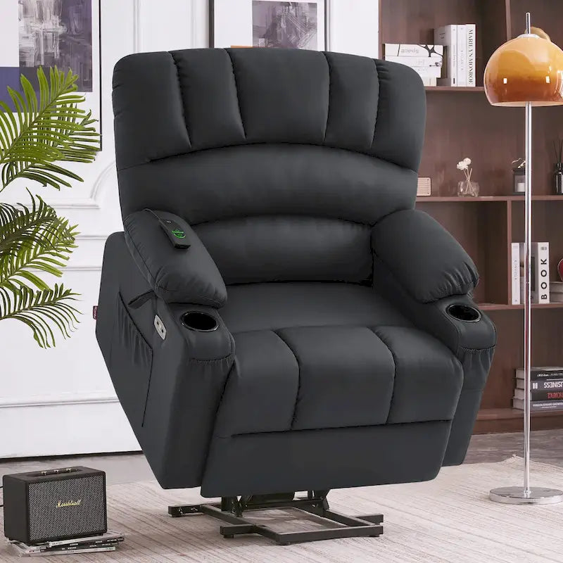 Fauteuil Élévateur Inclinable Électrique MCombo avec Massage et Chaleur, Similicuir R7096 (Moyen-Large)