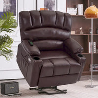 Fauteuil Élévateur Inclinable Électrique MCombo avec Massage et Chaleur, Similicuir R7096 (Moyen-Large)