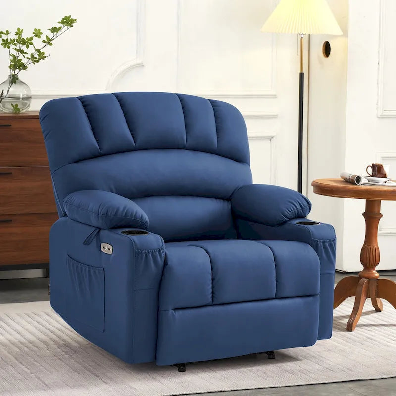 Fauteuil Élévateur Inclinable Électrique MCombo avec Massage et Chaleur, Similicuir R7096 (Moyen-Large)