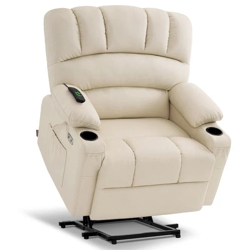 Fauteuil Élévateur Inclinable Électrique MCombo avec Massage et Chaleur, Similicuir R7096 (Moyen-Large)