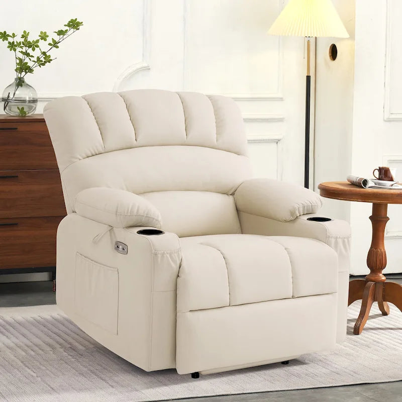 Fauteuil Élévateur Inclinable Électrique MCombo avec Massage et Chaleur, Similicuir R7096 (Moyen-Large)