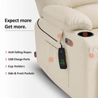 Fauteuil Élévateur Inclinable Électrique MCombo avec Massage et Chaleur, Similicuir R7096 (Moyen-Large)