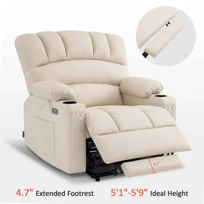 Fauteuil Élévateur Inclinable Électrique MCombo avec Massage et Chaleur, Similicuir R7096 (Moyen-Large)