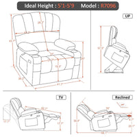 Fauteuil Élévateur Inclinable Électrique MCombo avec Massage et Chaleur, Similicuir R7096 (Moyen-Large)