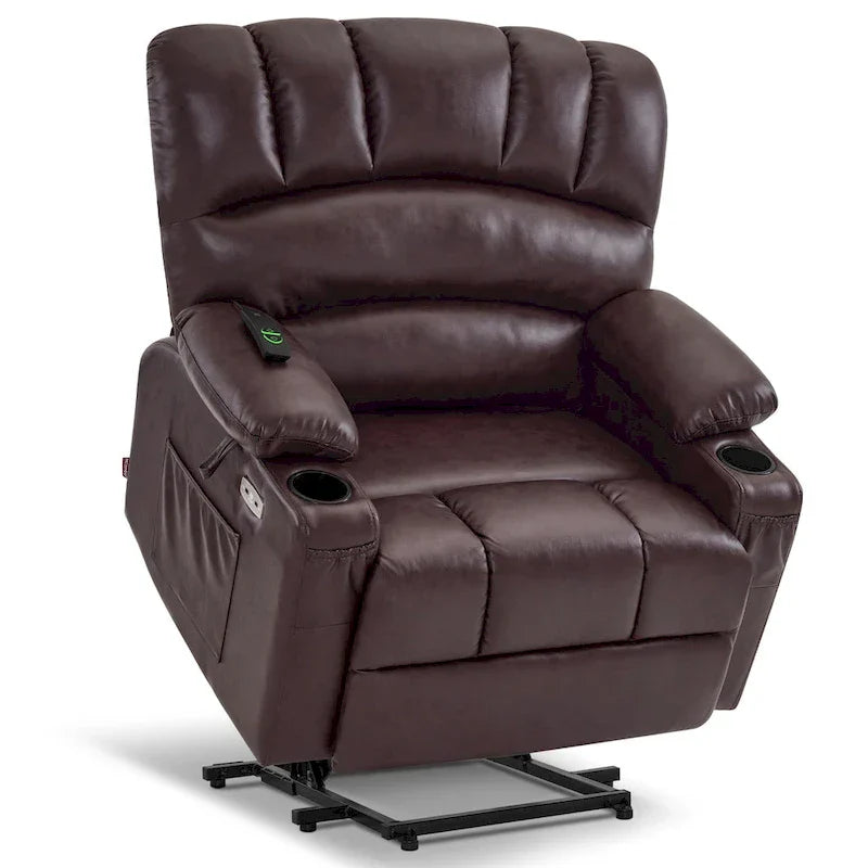Fauteuil Élévateur Inclinable Électrique MCombo avec Massage et Chaleur, Similicuir R7096 (Moyen-Large)