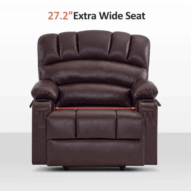 Fauteuil Élévateur Inclinable Électrique MCombo avec Massage et Chaleur, Similicuir R7096 (Moyen-Large)