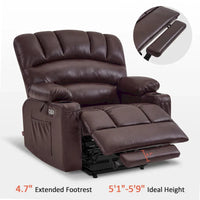 Fauteuil Élévateur Inclinable Électrique MCombo avec Massage et Chaleur, Similicuir R7096 (Moyen-Large)