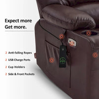 Fauteuil Élévateur Inclinable Électrique MCombo avec Massage et Chaleur, Similicuir R7096 (Moyen-Large)