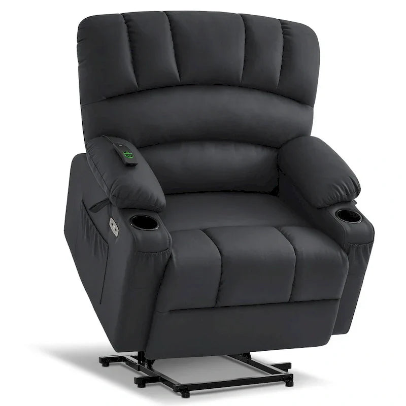 Fauteuil Élévateur Inclinable Électrique MCombo avec Massage et Chaleur, Similicuir R7096 (Moyen-Large)