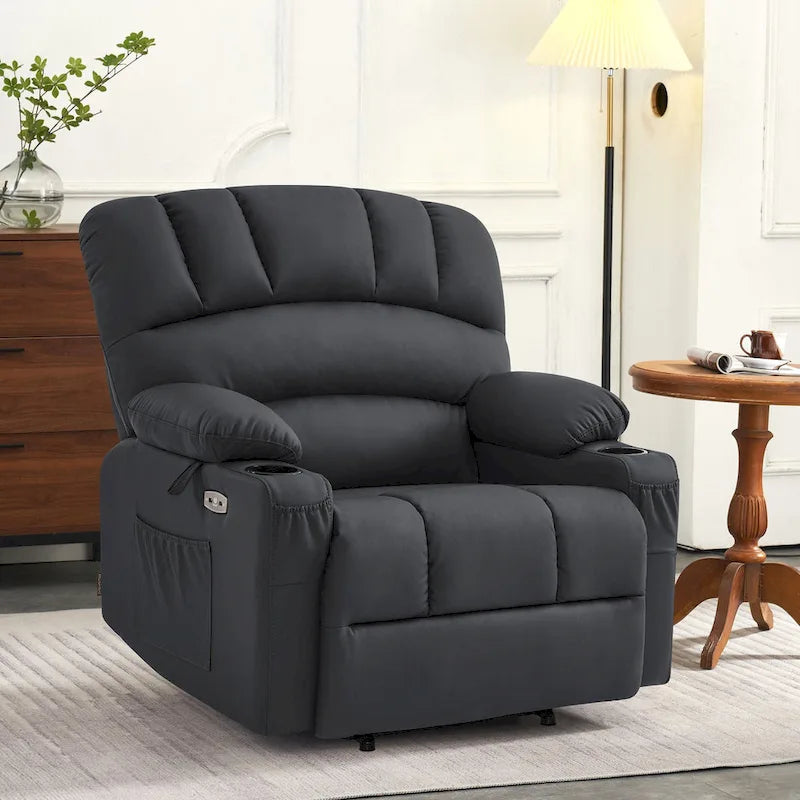Fauteuil Élévateur Inclinable Électrique MCombo avec Massage et Chaleur, Similicuir R7096 (Moyen-Large)