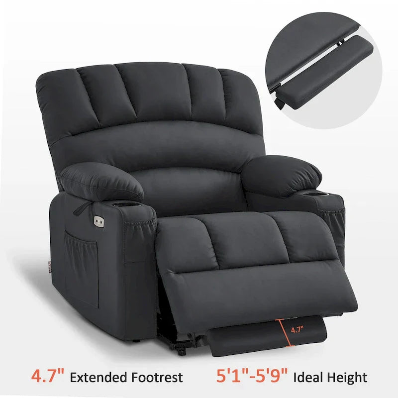 Fauteuil Élévateur Inclinable Électrique MCombo avec Massage et Chaleur, Similicuir R7096 (Moyen-Large)