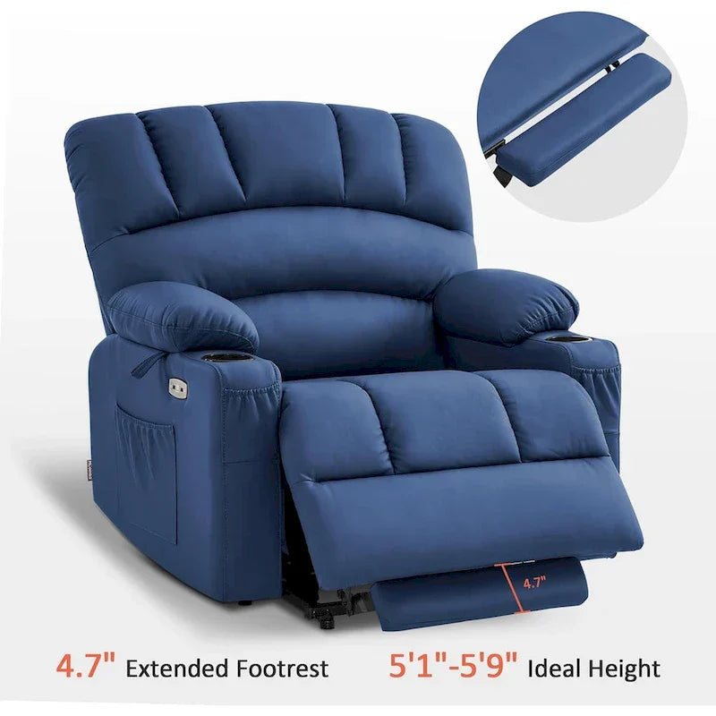 Fauteuil Élévateur Inclinable Électrique MCombo avec Massage et Chaleur, Similicuir R7096 (Moyen-Large)