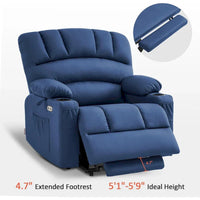 Fauteuil Élévateur Inclinable Électrique MCombo avec Massage et Chaleur, Similicuir R7096 (Moyen-Large)