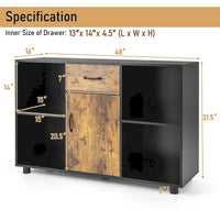 Buffet de ferme Costway, meuble d'appoint, bar à café, classeur, console - 122 x 41 x 80 cm (L x l x H)