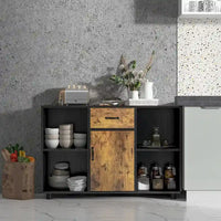 Buffet de ferme Costway, meuble d'appoint, bar à café, classeur, console - 122 x 41 x 80 cm (L x l x H)