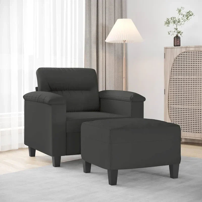 vidaXL Canapé Moderne Fauteuil d'appoint rembourré avec repose-pieds Tissu microfibre