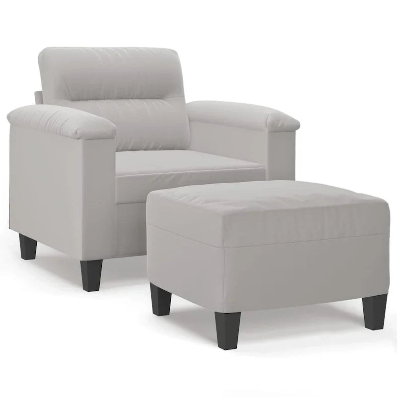 vidaXL Canapé Moderne Fauteuil d'appoint rembourré avec repose-pieds Tissu microfibre