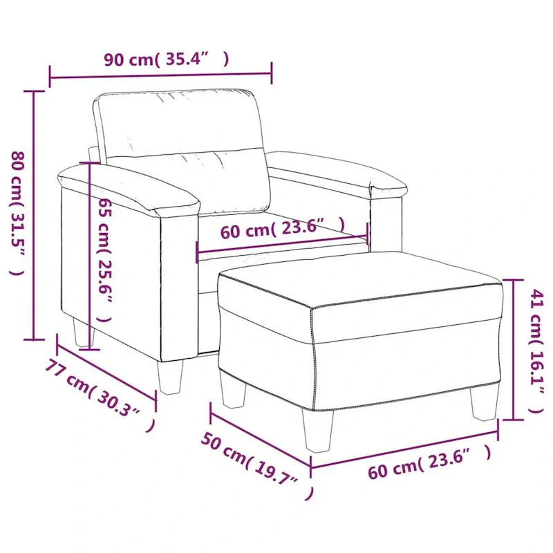 vidaXL Canapé Moderne Fauteuil d'appoint rembourré avec repose-pieds Tissu microfibre