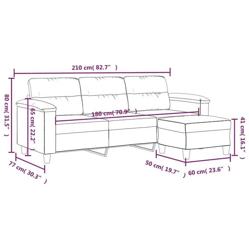 vidaXL Canapé Moderne Fauteuil d'appoint rembourré avec repose-pieds Tissu microfibre