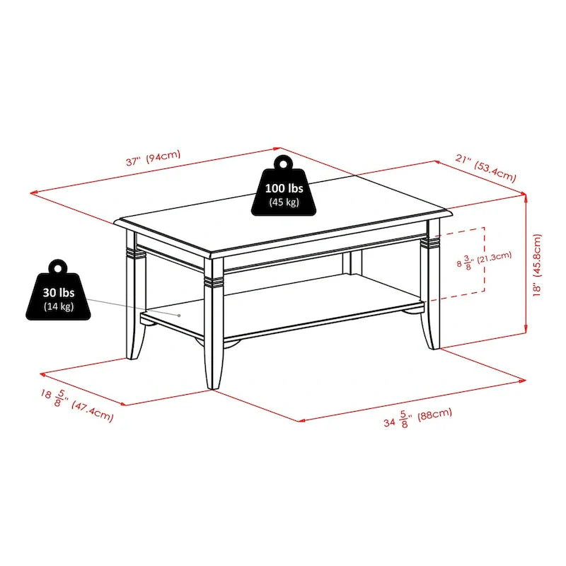 Table basse Nolan, Cappuccino - 37L x 21P x 18H