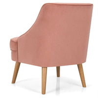Fauteuil d'appoint en velours avec pieds en bois d'hévéa - 27 x 25 x 30 (L x l x H)